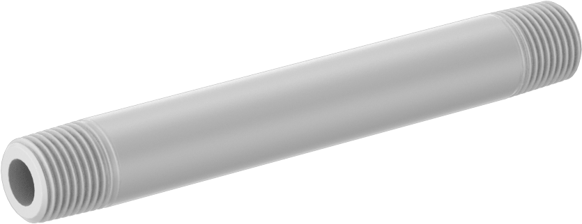 Kimyasallar için Yüksek Sıcaklık PTFE Boru, Her İki Ucu Dişli, 3" Uzunluk, 1/8 NPT Erkek