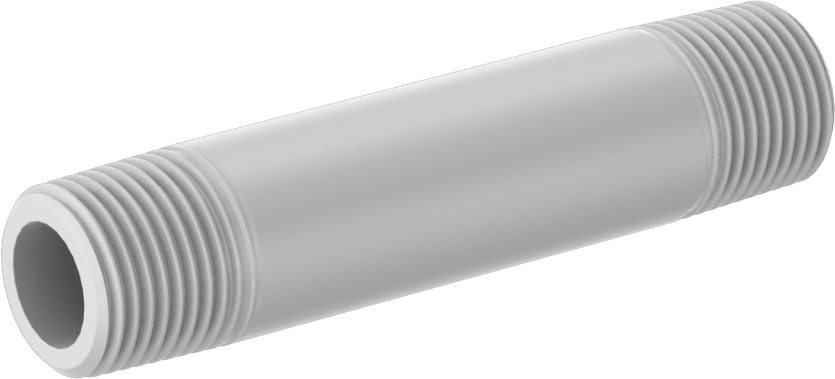 Kimyasallar için Yüksek Sıcaklık PTFE Boru, Her İki Ucu Dişli, 3" Uzunluk, 3/8 NPT Erkek