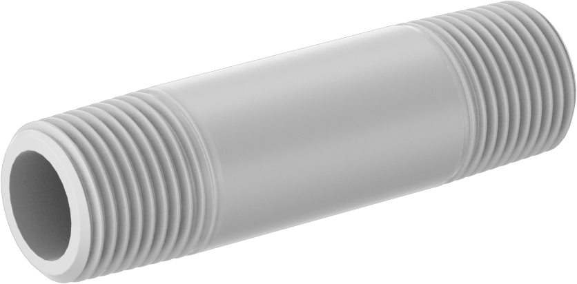 Kimyasallar için Yüksek Sıcaklık PTFE Boru, Her İki Ucu Dişli, 3" Uzunluk, 1/2 NPT Erkek