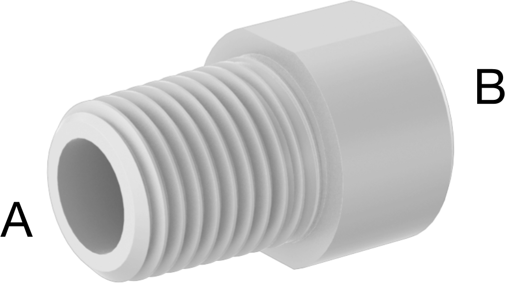 Burç Adaptörü, Kimyasallar için Yüksek Sıcaklık PTFE Borusu için 1/4 Erkek x 1/8 Dişi NPT
