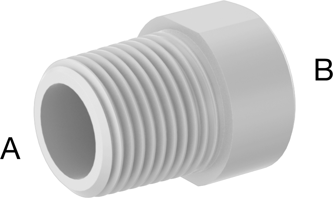 Burç Redüktörü, Kimyasallar için Yüksek Sıcaklık PTFE Boru için 1/2 Erkek x 3/8 Dişi NPT