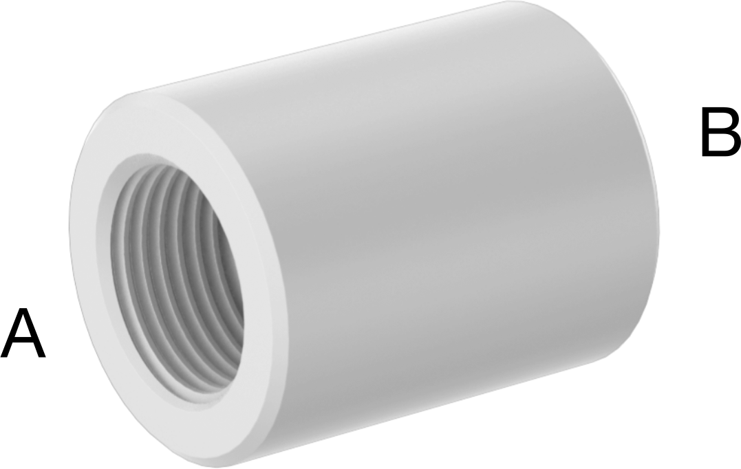 Redüktör, 3/8 NPT Dişi x 1/4 NPT Dişi, Kimyasallar için Yüksek Sıcaklık PTFE Boru