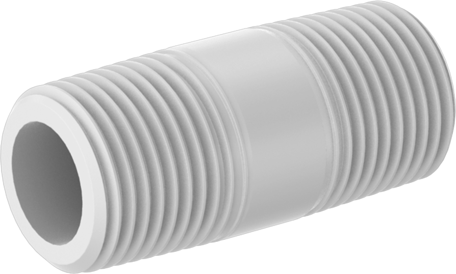 Kimyasallar için Yüksek Sıcaklık PTFE Boru, Her İki Ucu Dişli, 1-1/2" Uzunluk, 3/8 NPT Erkek