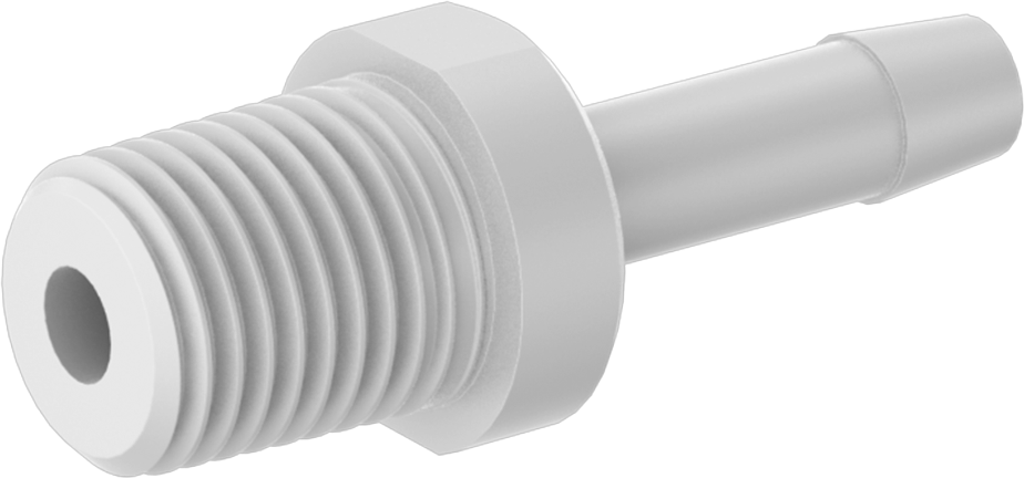 Adaptör, 1/4 NPT Erkek x 0,26" Kimyasallar için Yüksek Sıcaklık PTFE Boru için Dış Çaplı Uç