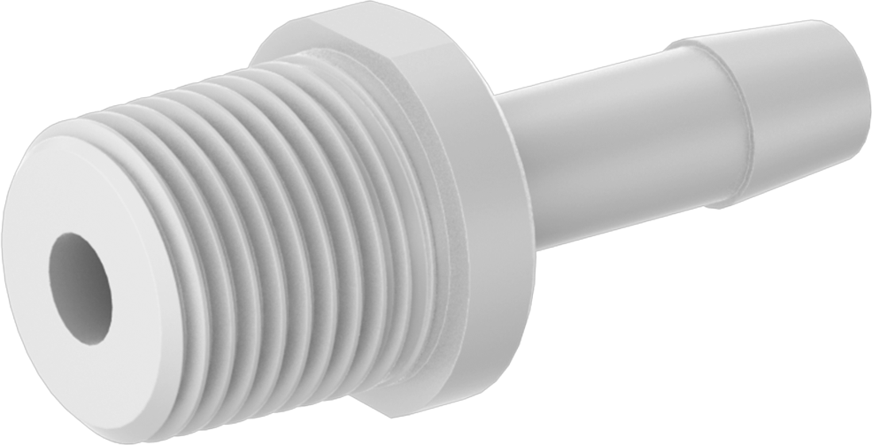 Redüktör, Kimyasallar için Yüksek Sıcaklık PTFE Boru için 1/2 NPT Erkek x 0,47" Dış Çaplı Dikenli