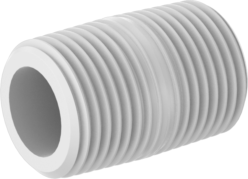 Kimyasallar için Yüksek Sıcaklık PTFE Boru, Tam Dişli, 1" Uzunluk, 3/8 NPT Erkek