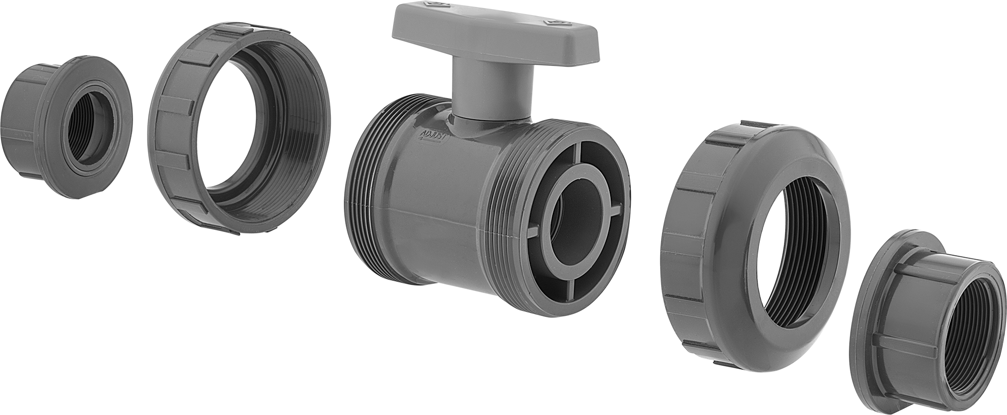 Threaded Union × Threaded Union with T-Handle (Exploded View)