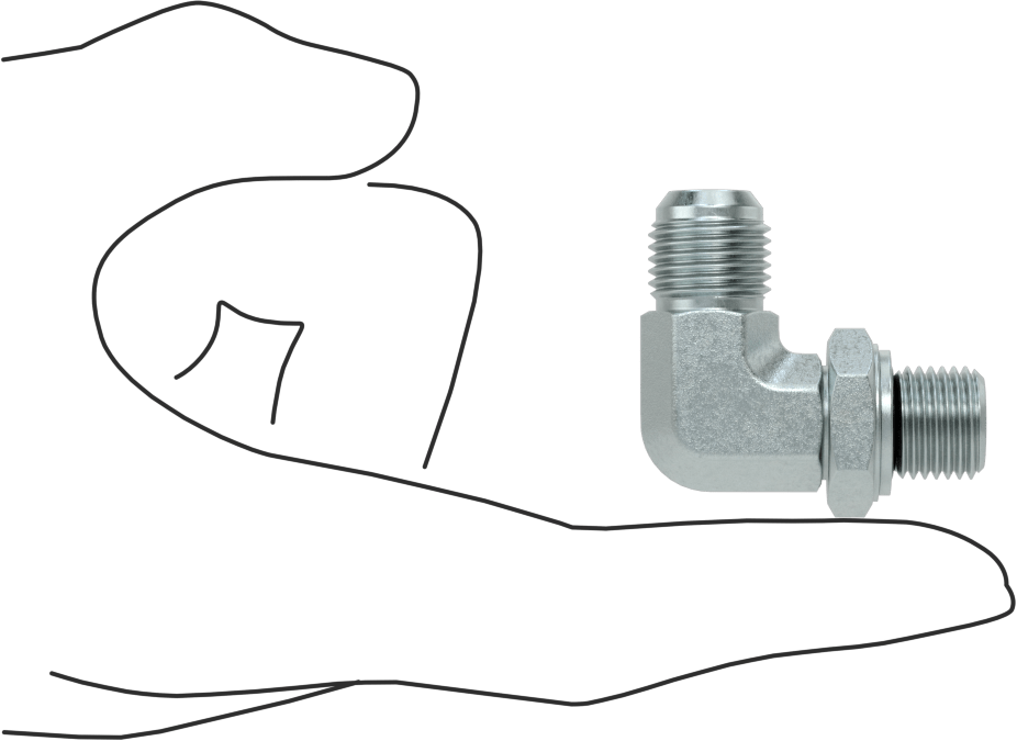 Çelik Boru için 37 Derece Genişletilmiş Bağlantı Parçası, 3/8" Dış Çaplı Boru x 1/4 BSPP için Erkek 90 Derece Adaptör