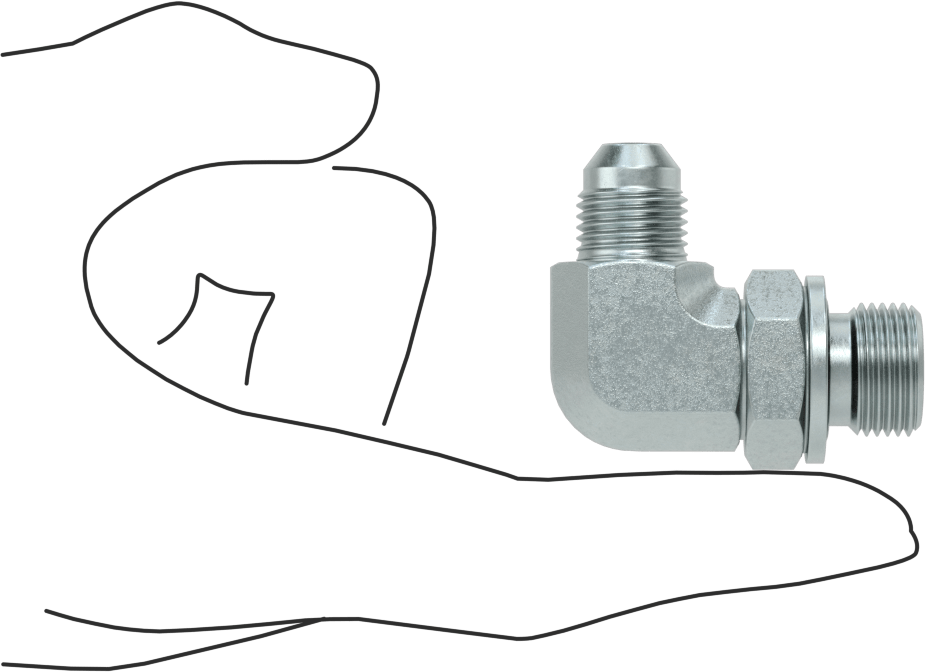Çelik Boru için 37 Derece Genişletilmiş Bağlantı Parçası, 3/8" Dış Çaplı Boru x 3/8 BSPP için Erkek 90 Derece Adaptör