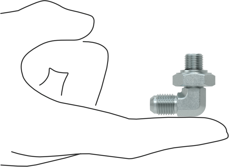 Çelik Boru için 37 Derece Genişletilmiş Bağlantı Parçası, 1/4" Dış Çaplı Boru x 1/8 BSPP için Erkek 90 Derece Adaptör