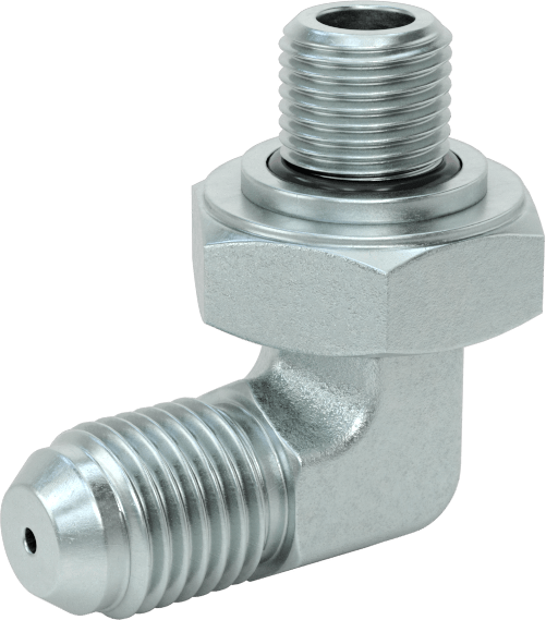 Çelik Boru için 37 Derece Genişletilmiş Bağlantı Parçası, 1/4" Dış Çaplı Boru x 1/8 BSPP için Erkek 90 Derece Adaptör