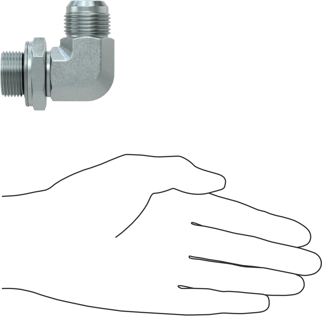 Çelik Boru için 37 Derece Genişletilmiş Bağlantı Parçası, 3/4" Dış Çaplı Boru x 3/4 BSPP için Erkek 90 Derece Adaptör