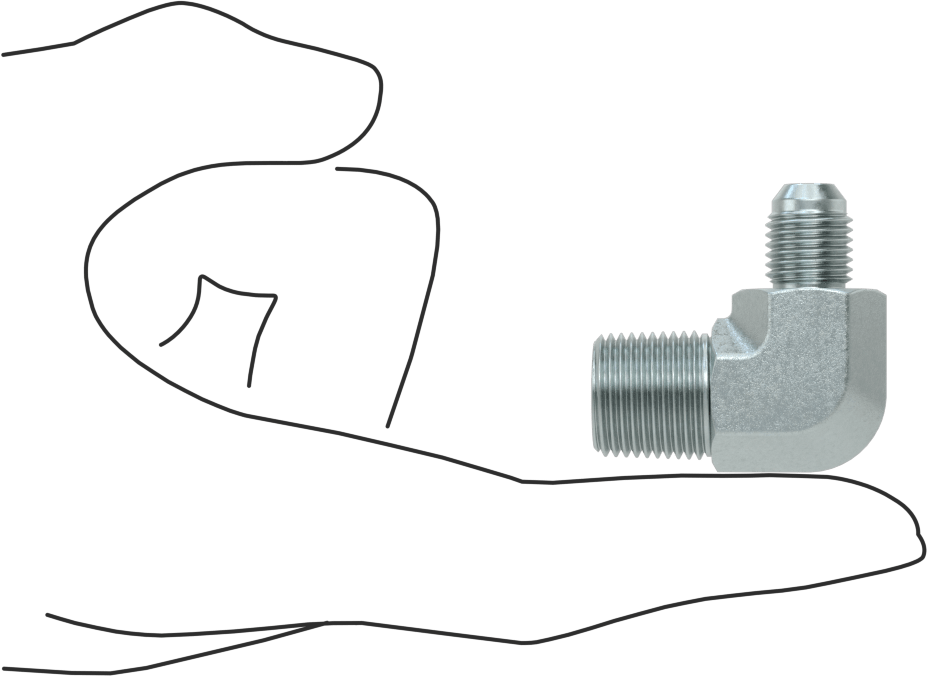 Çelik Boru için 37 Derece Genişletilmiş Bağlantı Parçası, 1/4" Dış Çaplı Boru x 1/4 BSPT için Erkek 90 Derece Adaptör