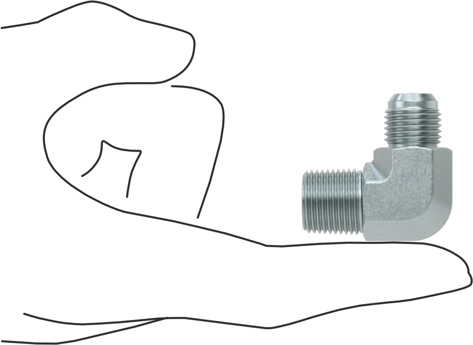 Çelik Boru için 37 Derece Genişletilmiş Bağlantı Parçası, 3/8" Dış Çap x 1/4 BSPT için Erkek 90 Derece Adaptör