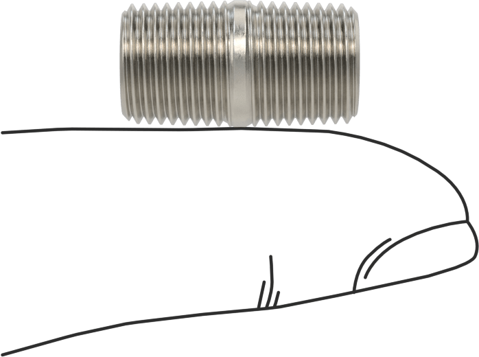 Standart Cidarlı Kalınlıklı 316/316L Paslanmaz Çelik Boru Nipeli, Tam Dişli, 1/8 NPT, 3/4" Uzunluk