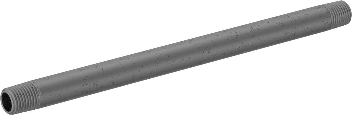 Standart Cidarlı Galvanizli Çelik Dişli Boru Nipeli, Her İki Ucu Dişli, 1/4 NPT, 8" Uzunluk