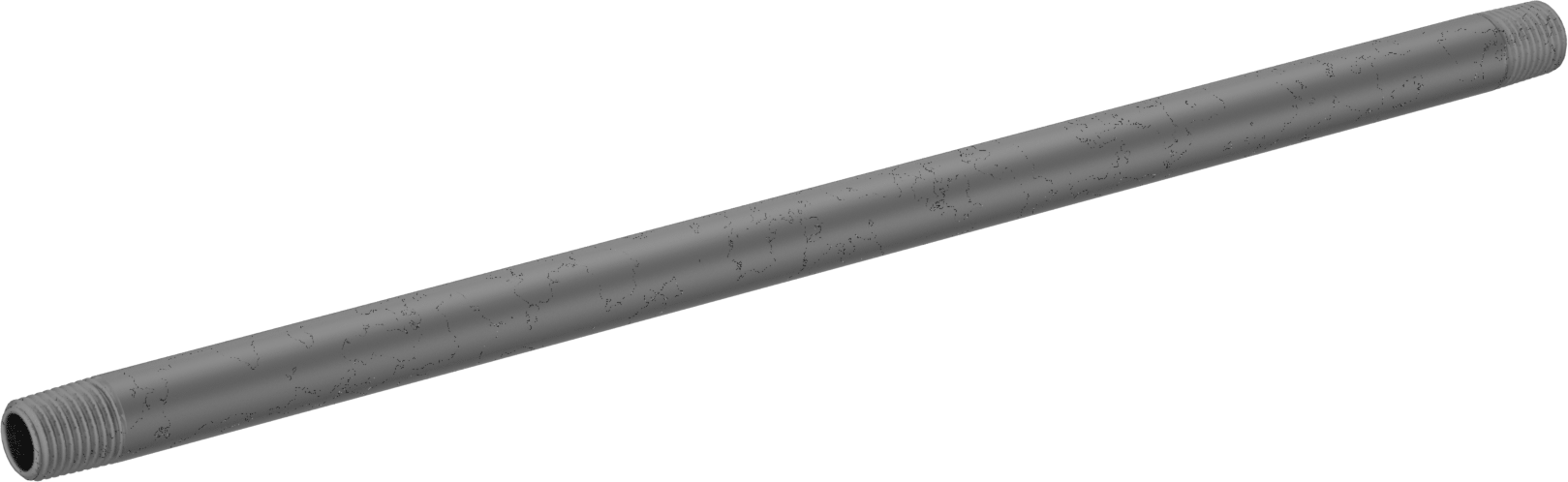 Standart Cidarlı Galvanizli Çelik Dişli Boru Nipeli, Her İki Ucu Dişli, 1/4 NPT, 12" Uzunluk