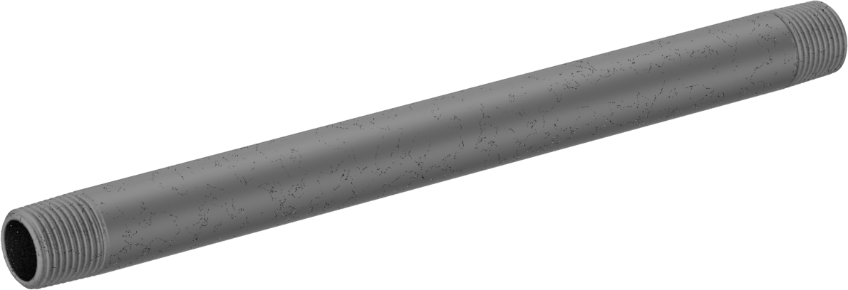 Standart Cidarlı Galvanizli Çelik Dişli Boru Nipeli, Her İki Ucu Dişli, 3/8 NPT, 8" Uzunluk