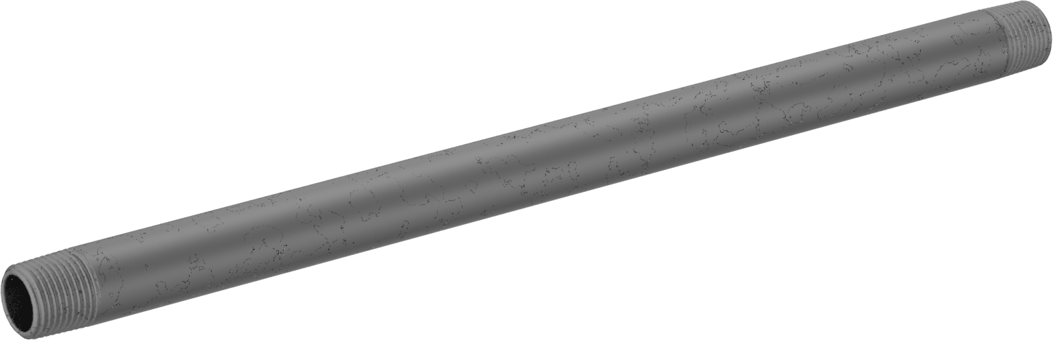 Standart Cidarlı Galvanizli Çelik Dişli Boru Nipeli, Her İki Ucu Dişli, 3/8 NPT, 11" Uzunluk