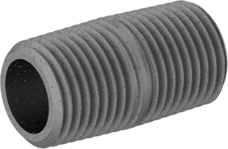 Standart Cidarlı Galvanizli Çelik Dişli Boru Nipeli, Tam Dişli, 1/8 NPT, 3/4" Uzunluk