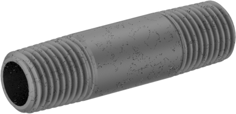 Standart Cidarlı Galvanizli Çelik Dişli Boru Nipeli, Her İki Ucu Dişli, 1/4 NPT, 2" Uzunluk
