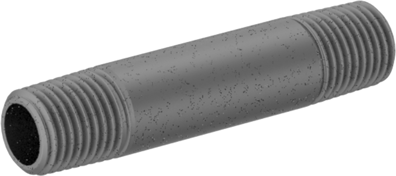 Standart Cidarlı Galvanizli Çelik Dişli Boru Nipeli, Her İki Ucu Dişli, 1/4 NPT, 2-1/2" Uzunluk