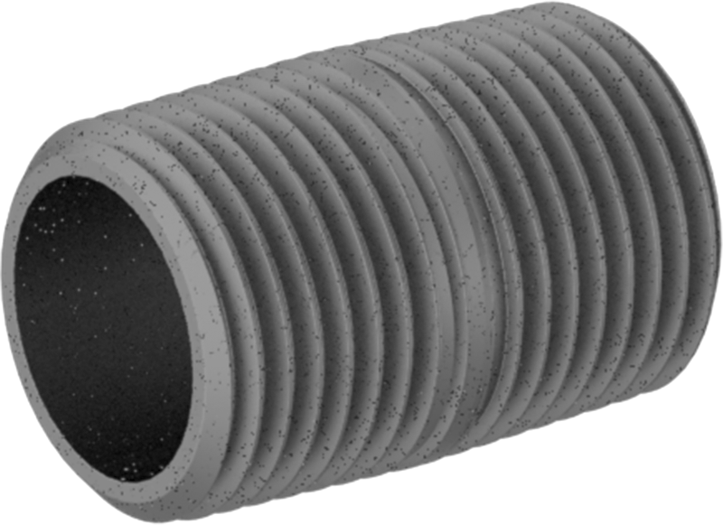 Standart Cidarlı Galvanizli Çelik Dişli Boru Nipeli, Tam Dişli, 3/8 NPT, 1" Uzunluk