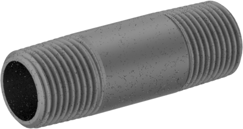 Standart Cidarlı Galvanizli Çelik Dişli Boru Nipeli, Her İki Ucu Dişli, 3/8 NPT, 2" Uzunluk