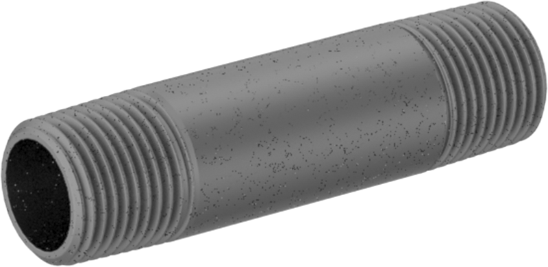 Standart Cidarlı Galvanizli Çelik Dişli Boru Nipeli, Her İki Ucu Dişli, 3/8 NPT, 2-1/2" Uzunluk