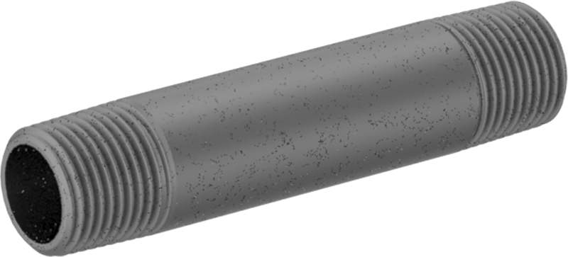 Standart Cidarlı Galvanizli Çelik Dişli Boru Nipeli, Her İki Ucu Dişli, 3/8 NPT, 3" Uzunluk
