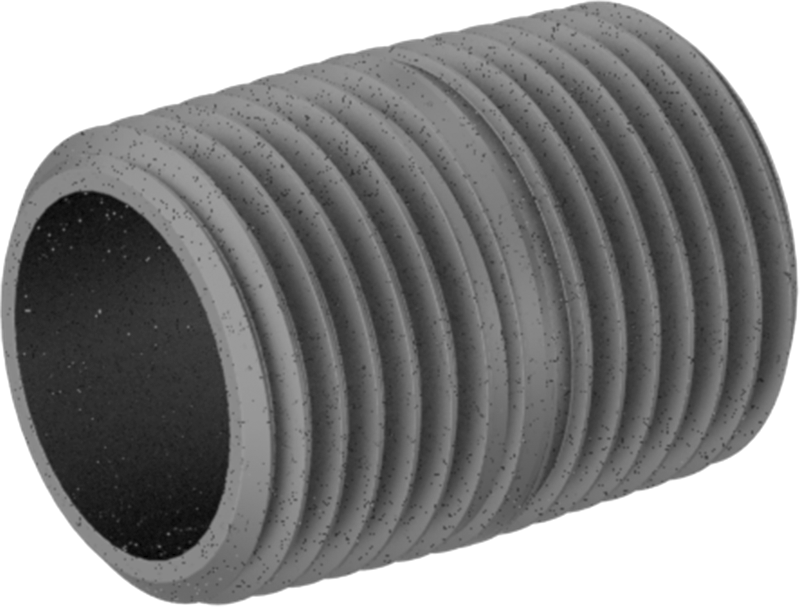 Standart Cidarlı Galvanizli Çelik Dişli Boru Nipeli, Tam Dişli, 1/2 NPT, 1-1/8" Uzunluk