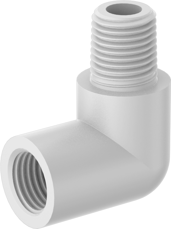 Kimyasallar için Çatlamaya Dayanıklı PFA Boru Bağlantı Parçası, 90 Derece Dirsek Adaptörü, 1/4 NPT Dişi x 1/4 NPT Erkek