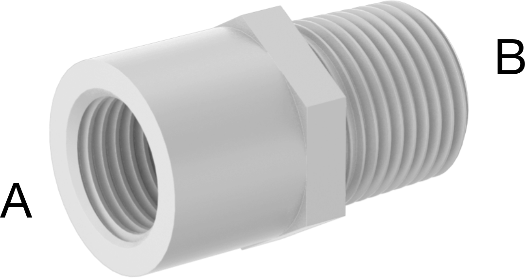 Kimyasallar için Çatlamaya Dayanıklı PFA Boru Bağlantı Parçası, Redüksiyon Adaptörü, 1/4 NPT Dişi x 3/8 NPT Erkek