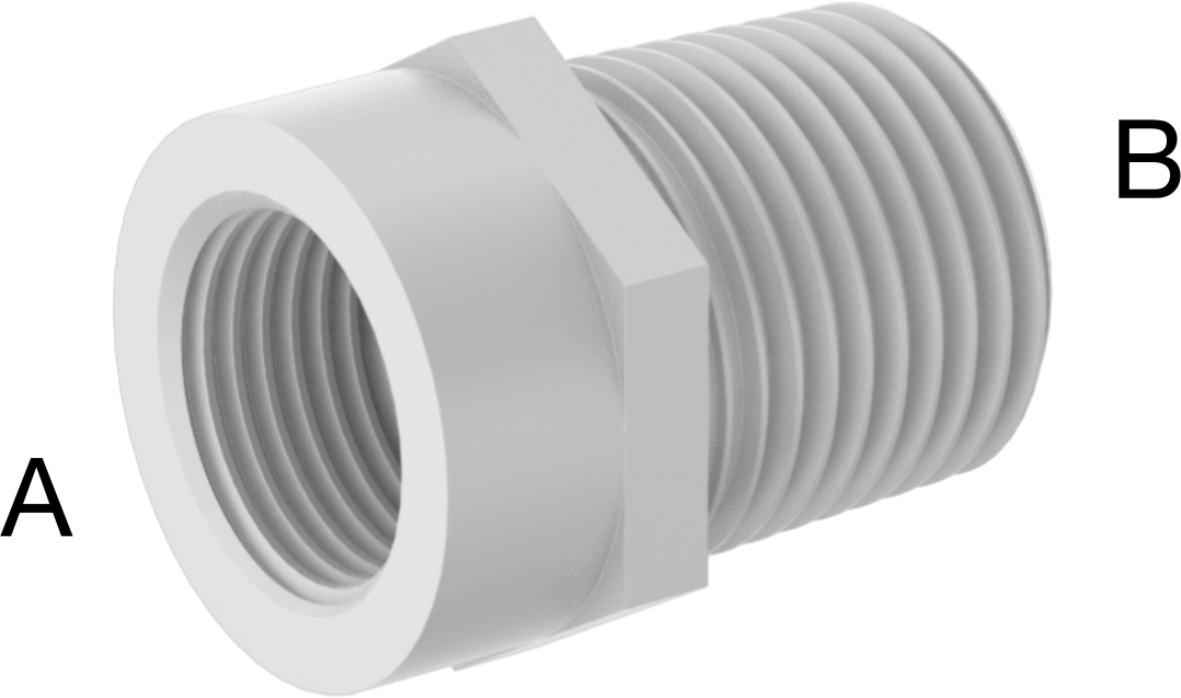 Kimyasallar için Çatlamaya Dayanıklı PFA Boru Bağlantı Parçası, Redüksiyon Adaptörü, 3/8 NPT Dişi x 1/2 NPT Erkek