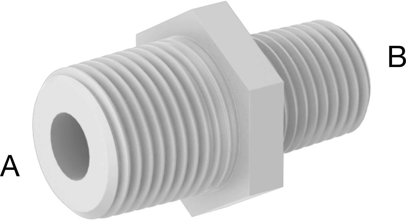 Kimyasallar için Çatlamaya Dayanıklı PFA Boru Bağlantı Parçası, Düz Redüktör, 3/8 NPT Erkek x 1/4 NPT Erkek