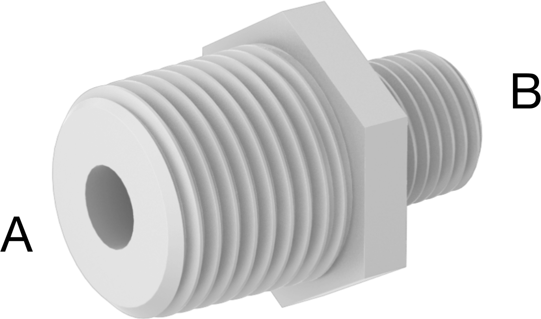 Kimyasallar için Çatlamaya Dayanıklı PFA Boru Bağlantı Parçası, Düz Redüktör, 1/2 NPT Erkek x 1/4 NPT Erkek