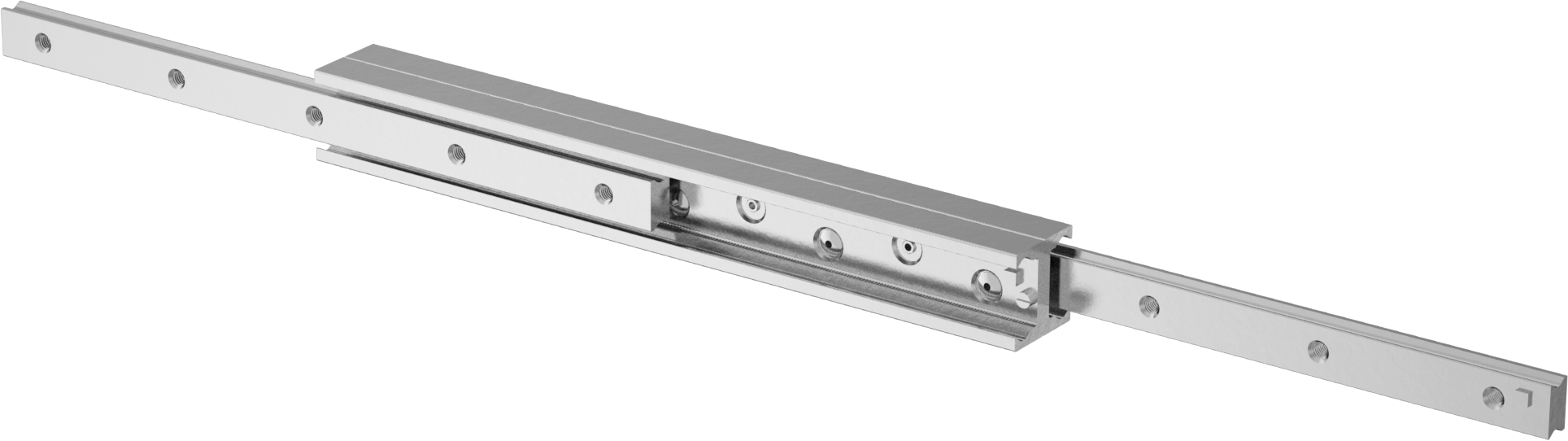 Çinko Kaplı Çelik Teleskopik Kılavuz, Çift C Ray Profili, 43 mm Genişlik x 370 mm Uzunluk Ray