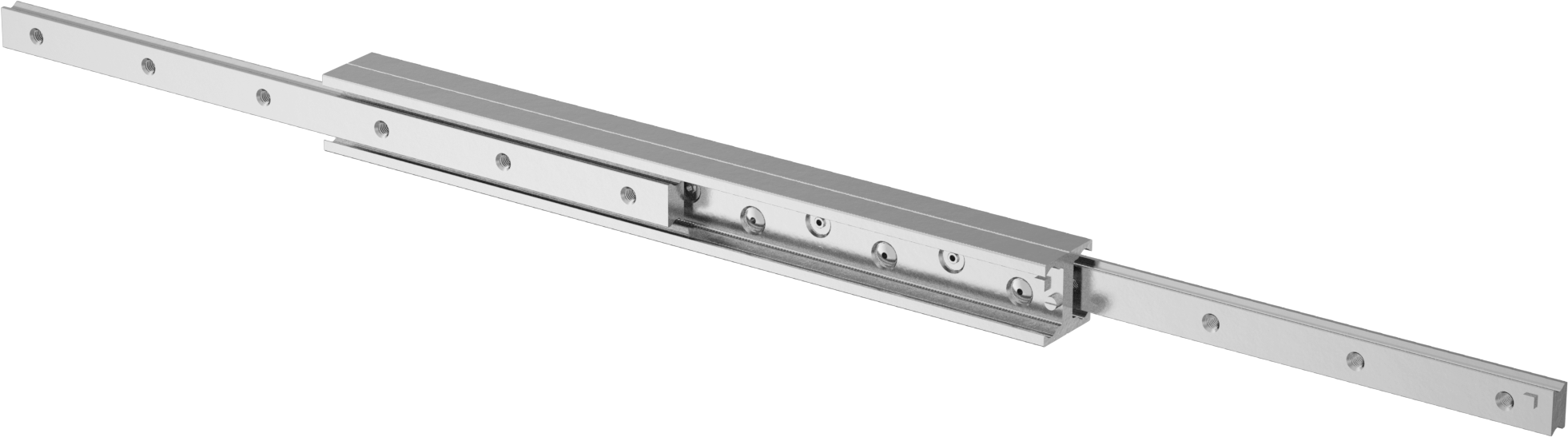 Çinko Kaplı Çelik Teleskopik Kılavuz, Çift C Ray Profili, 43 mm Genişlik x 450 mm Uzunluk Ray