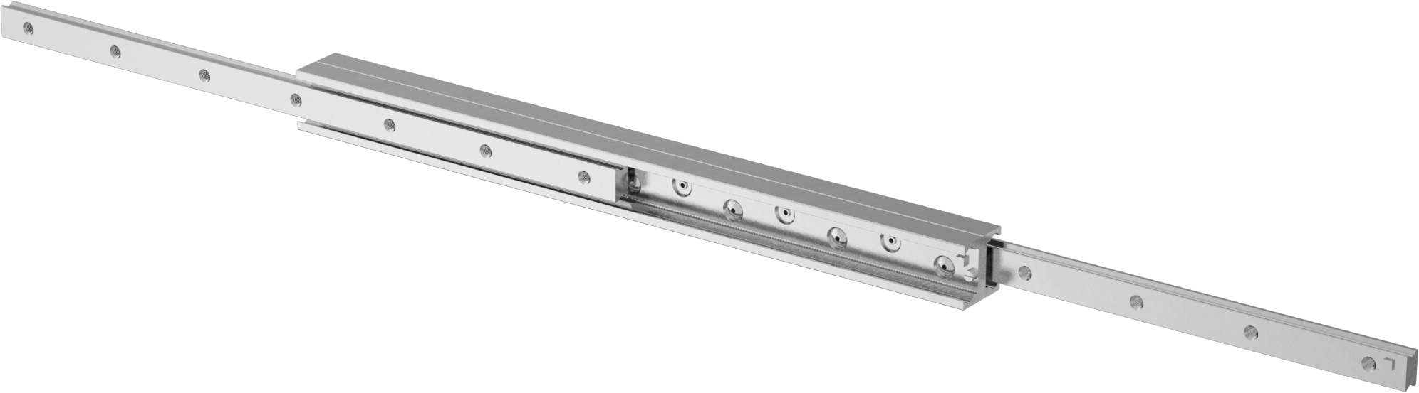 Çinko Kaplı Çelik Teleskopik Kılavuz, Çift C Ray Profili, 43 mm Genişlik x 530 mm Uzunlukta Ray