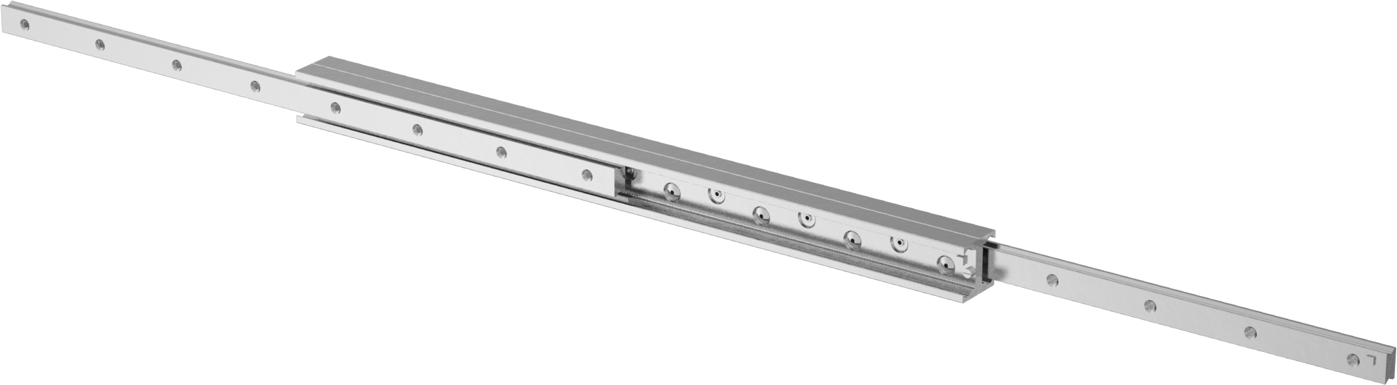 Çinko Kaplı Çelik Teleskopik Kılavuz, Çift C Ray Profili, 43 mm Genişlik x 610 mm Uzunlukta Ray