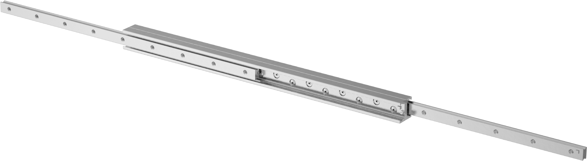 Çinko Kaplı Çelik Teleskopik Kılavuz, Çift C Ray Profili, 43 mm Genişlik x 690 mm Uzunlukta Ray
