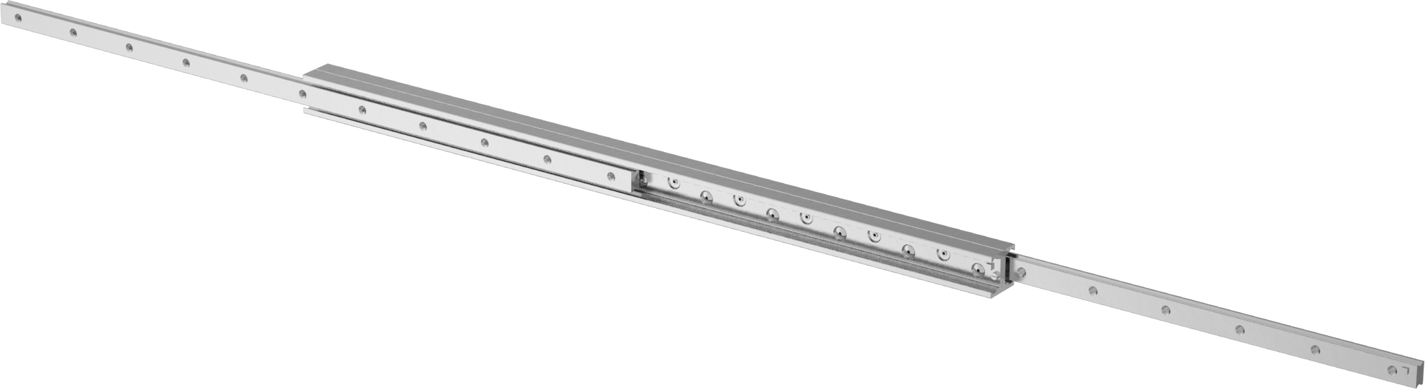 Çinko Kaplı Çelik Teleskopik Kılavuz, Çift C Ray Profili, 43 mm Genişlik x 850 mm Uzunlukta Ray