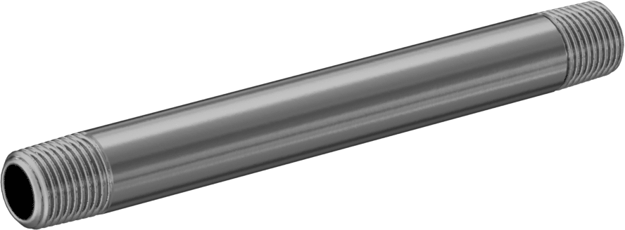 Standart Cidarlı Pirinç Boru Nipeli, Her İki Ucu Dişli, 1/8 NPT, 3-1/2" Uzunluk