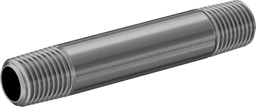 Standart Cidarlı Pirinç Boru Nipeli, Her İki Ucu Dişli, 1/4 NPT, 3" Uzunluk