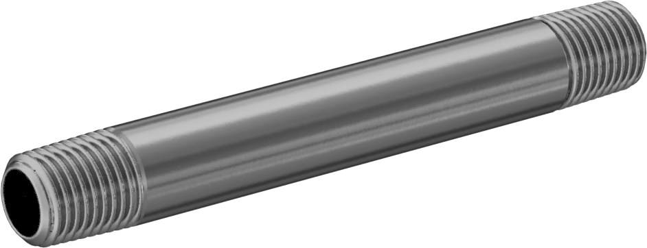 Standart Cidarlı Pirinç Boru Nipeli, Her İki Ucu Dişli, 1/4 NPT, 4" Uzunluk