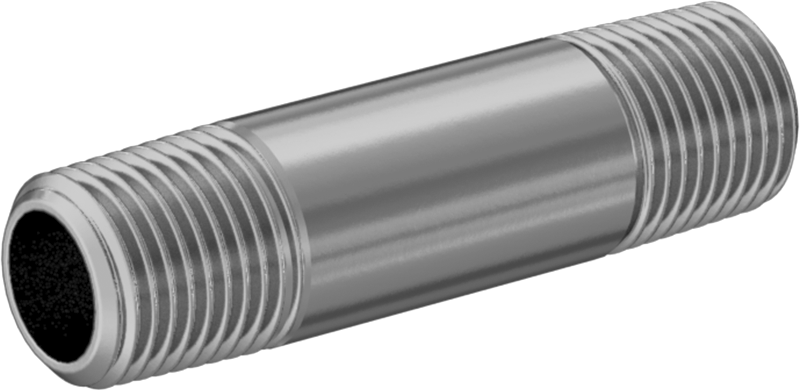 Standart Cidarlı Pirinç Boru Nipeli, Her İki Ucu Dişli, 1/8 NPT, 1-1/2" Uzunluk