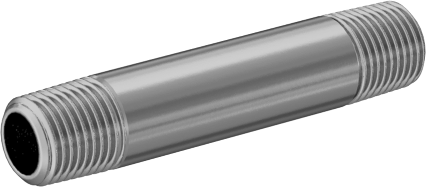 Standart Cidarlı Pirinç Boru Nipeli, Her İki Ucu Dişli, 1/8 NPT, 2" Uzunluk