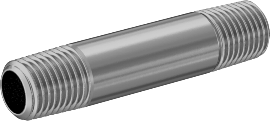 Standart Cidarlı Pirinç Boru Nipeli, Her İki Ucu Dişli, 1/4 NPT, 2-1/2" Uzunluk