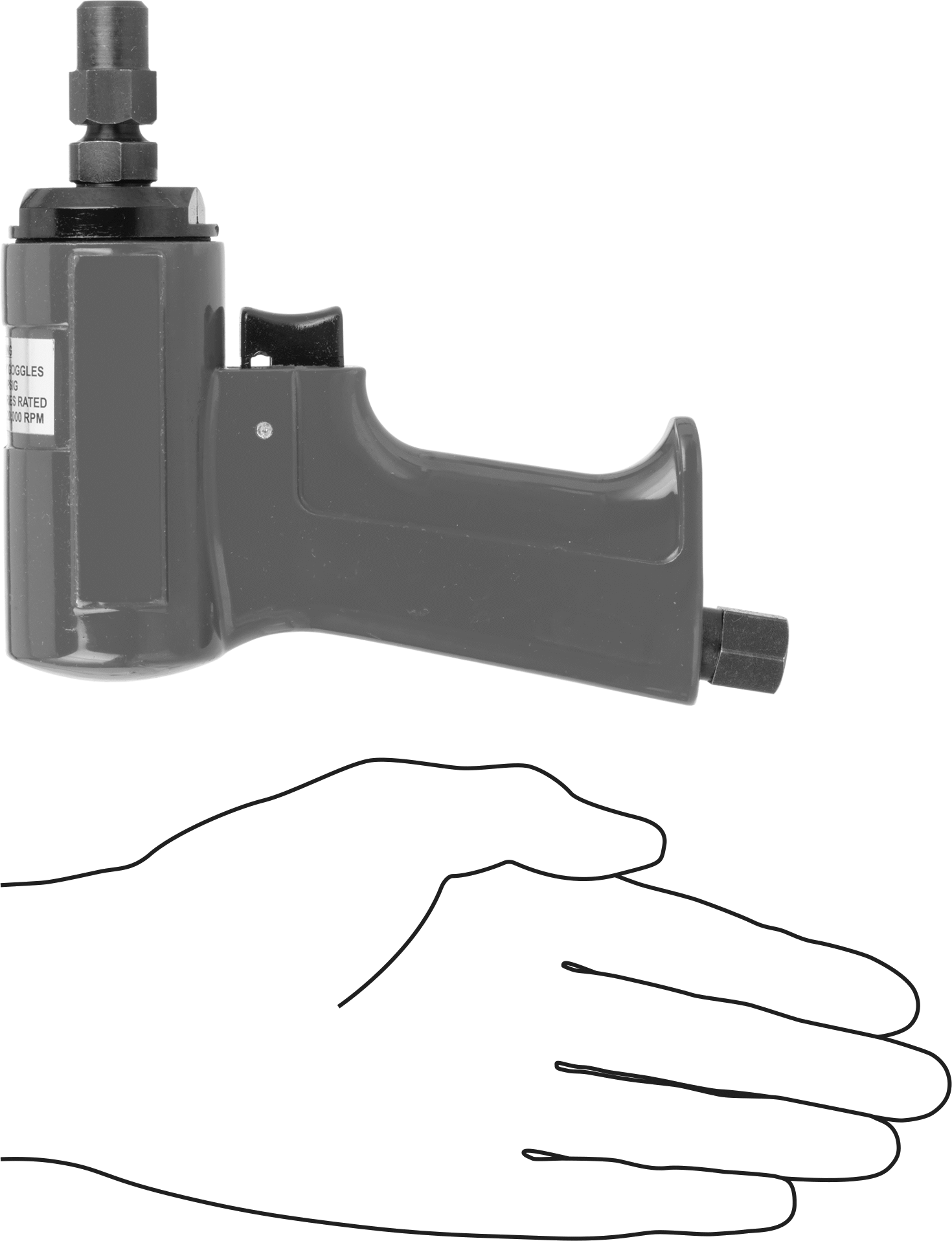 Uçlar ve Frezeler için Hava Tahrikli Açılı Taşlama Makinesi, Orta Hizmet, 18000 rpm Maksimum Hız, 0.6 hp