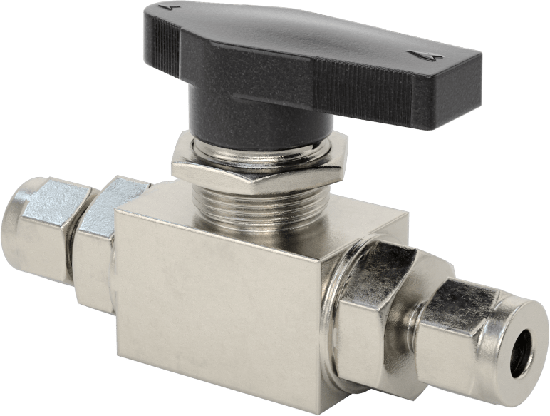316 Paslanmaz Çelik Gövdeli Panele Monte Açma/Kapama Vanası, Düz, PTFE Conta, Yor-Lok, 1/4" Boru Dış Çapı için
